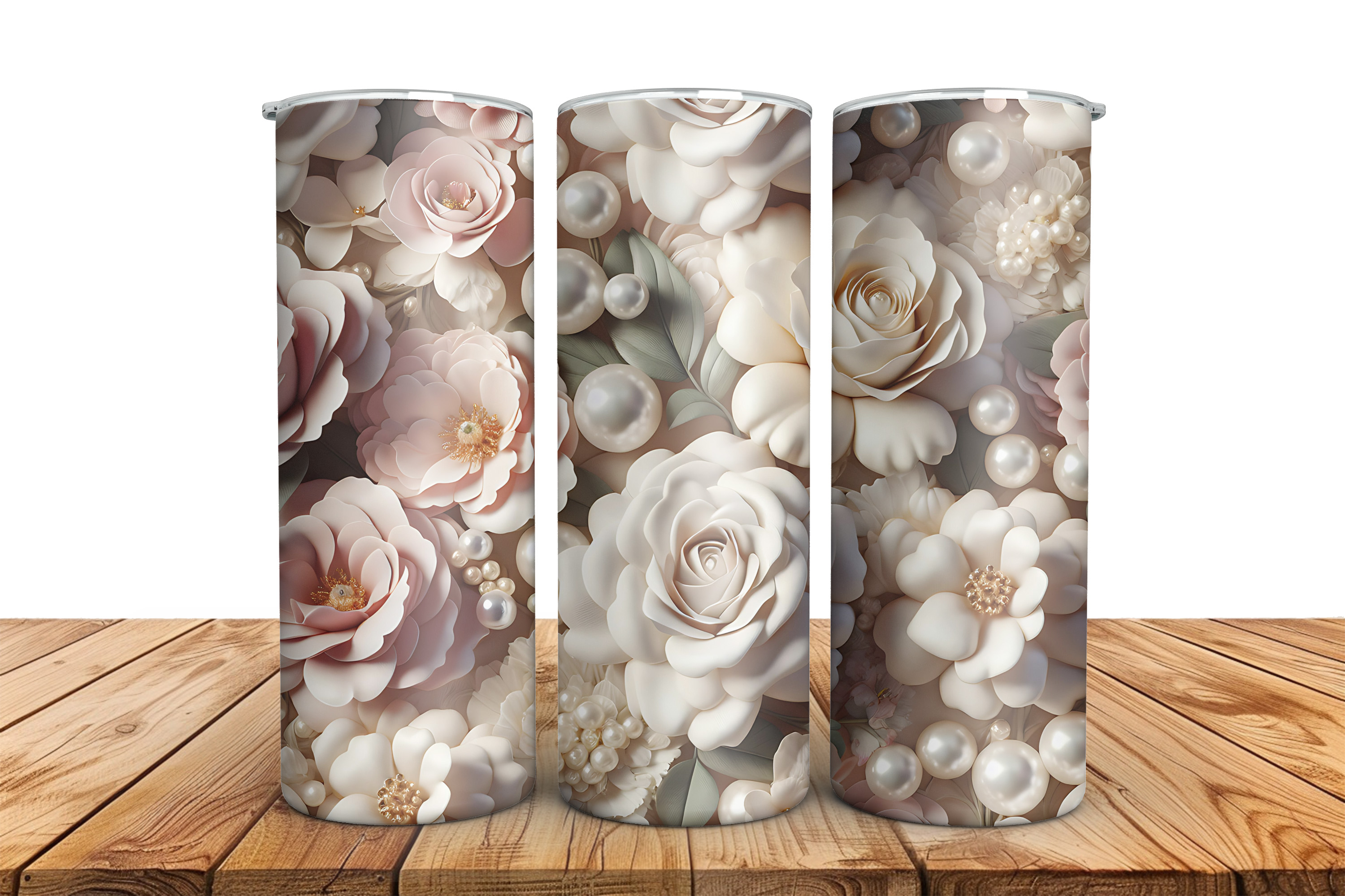 3d Rose Skinny Tumbler Wrap